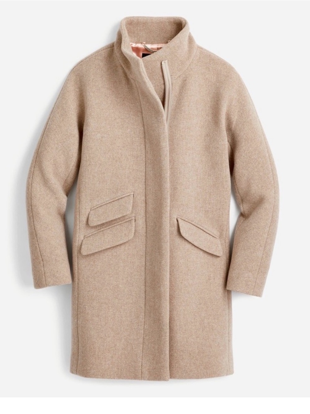 J.Crew Cocoon Coat Italian Stadium-Cloth Wool Tan Beige Size 2